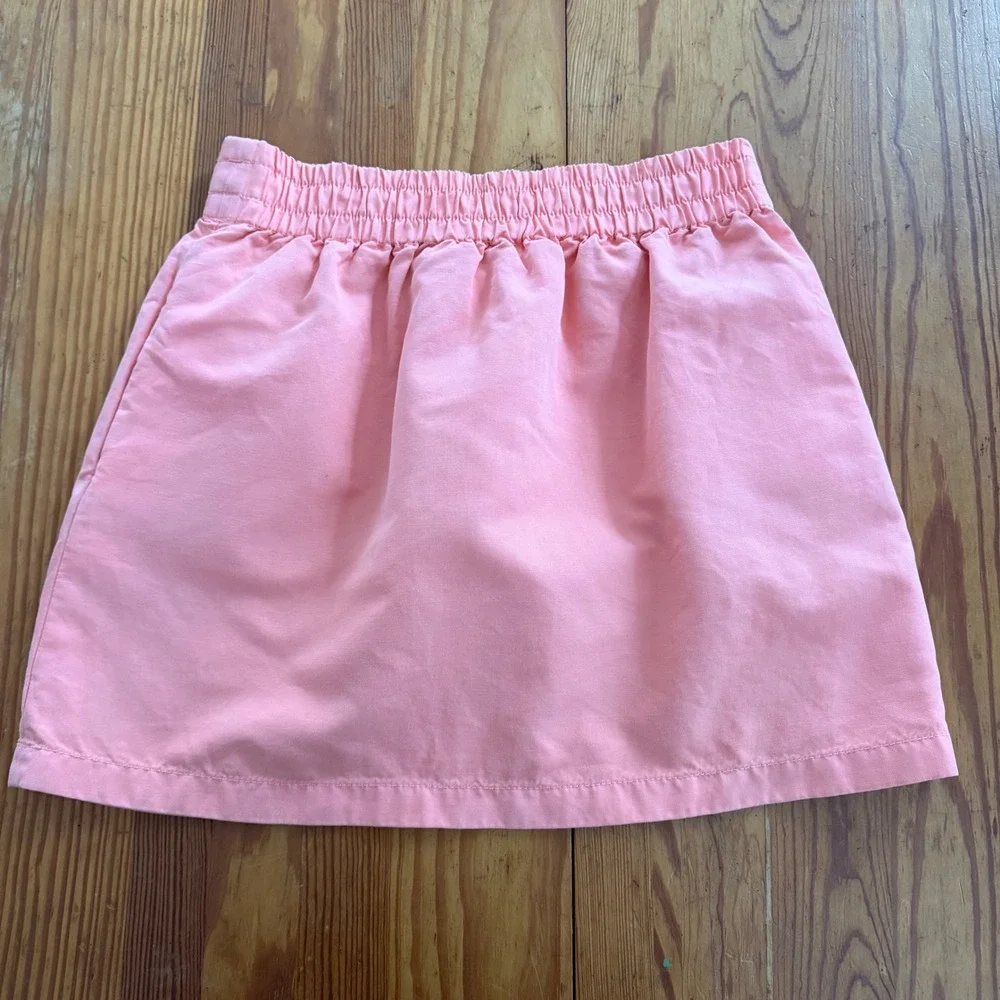 J.Crew Coral Pink‎ Cotton Ramie Drawstring Mini Skirt with Pockets Size 0
